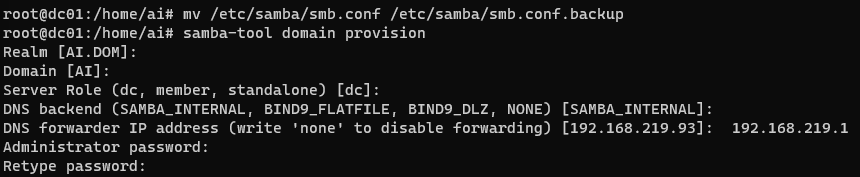 Provision für die Samba-Domain