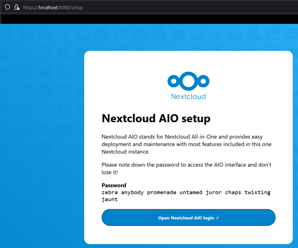  Nextcloud AIO setup