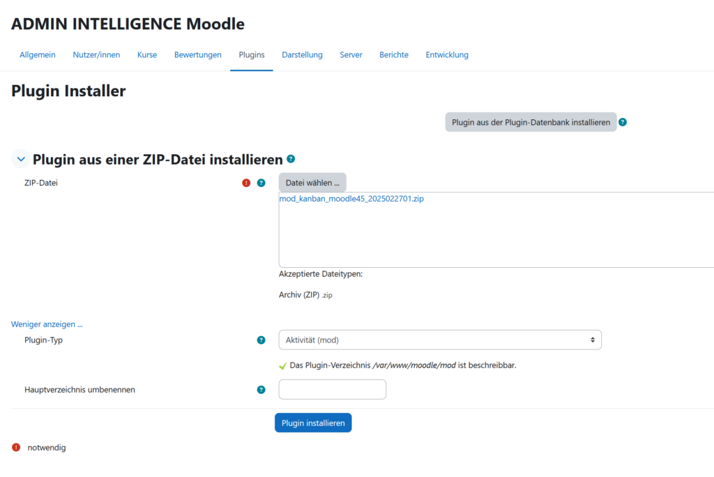 Kanban Board installieren