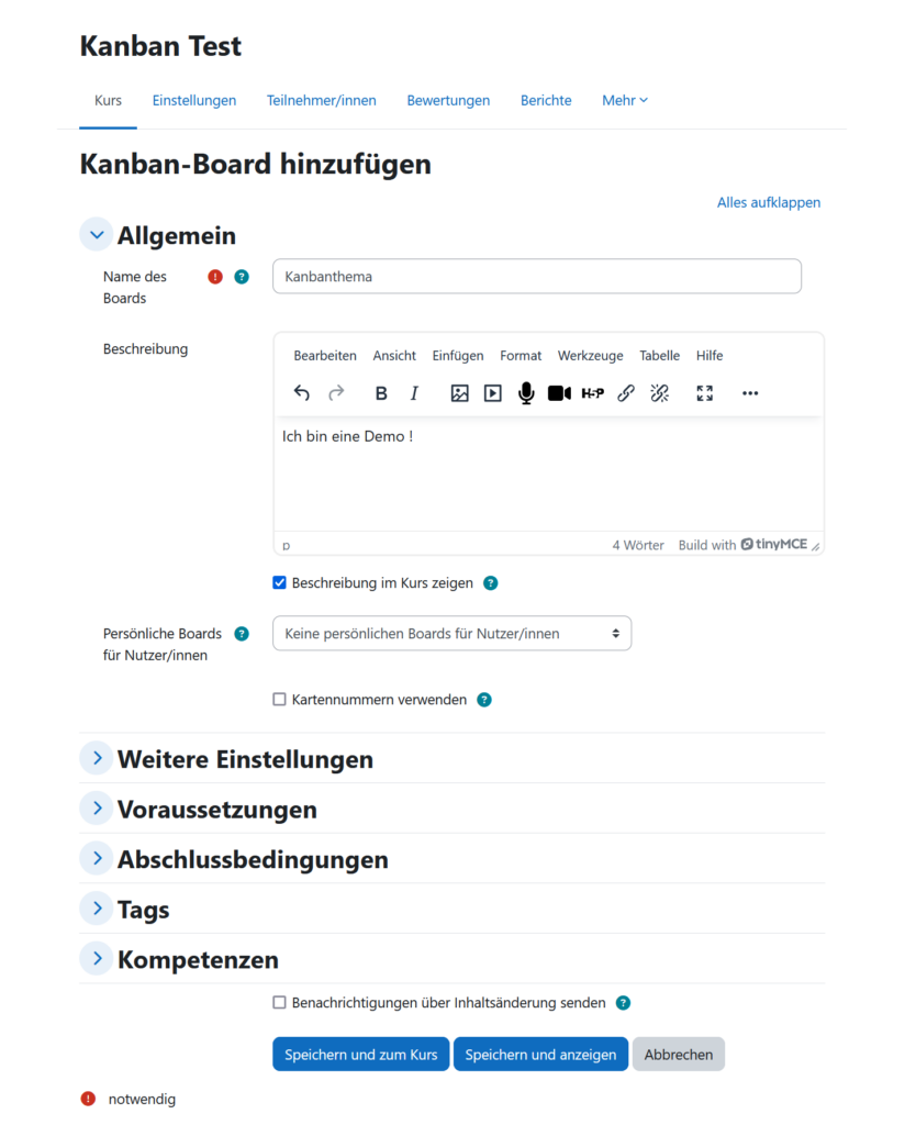 Kanban Board anlegen