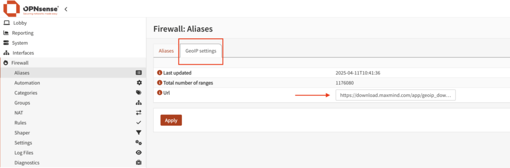 GeoIP settings