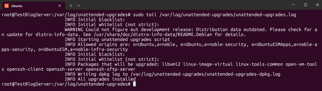 log datei von automatischen Updates auf Ubuntu Server