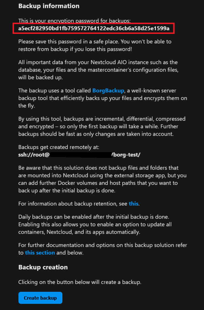 Submit backup location