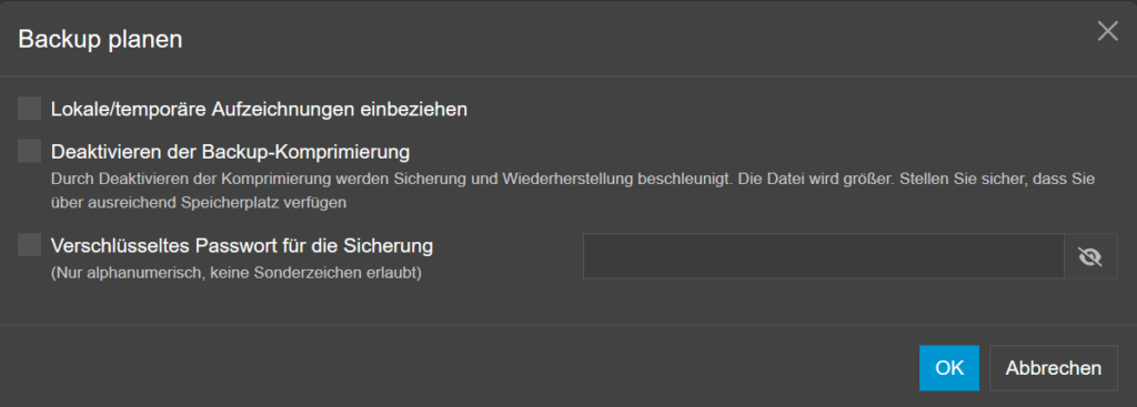 3CX Remote Sicherung Backup planen