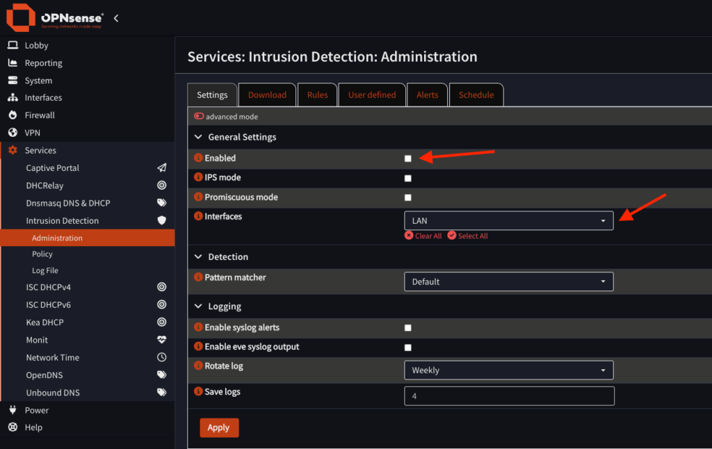 IDS/IPS Activation 