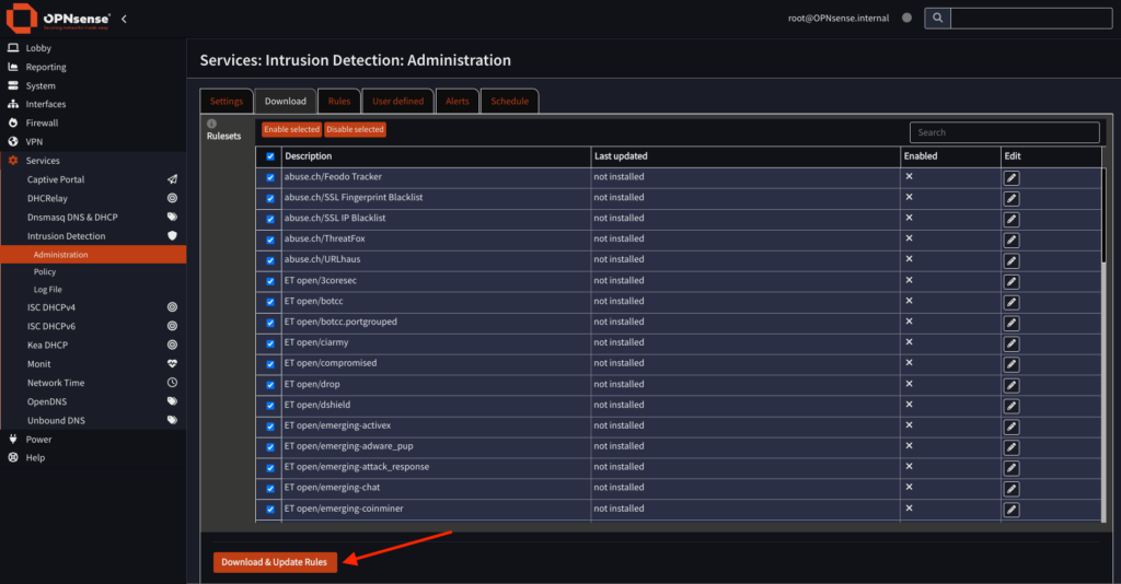 Intrusion Detection Update rules