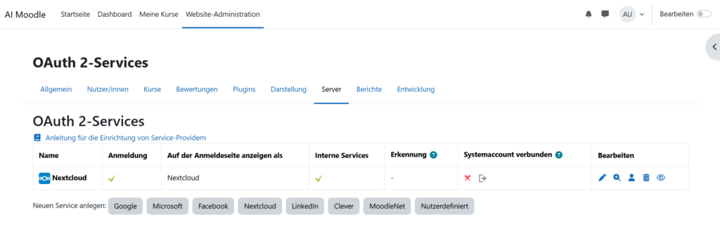 Moodle OAuth 2 fertiggestellt