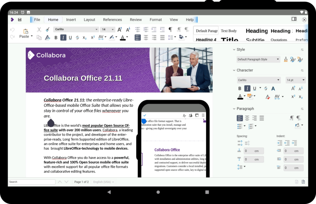 Collabora Office auf einem Gerät