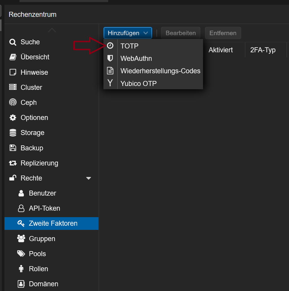 Proxmox Zwei-Faktor-Authentifizierung einrichtenkonfigurieren