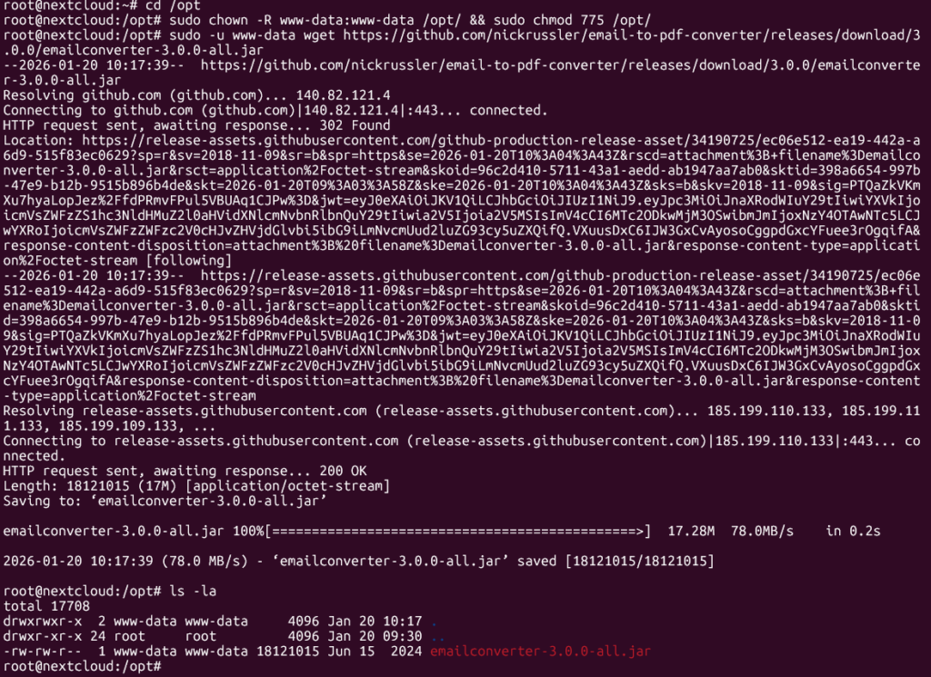emailconverter auf Server aglegen