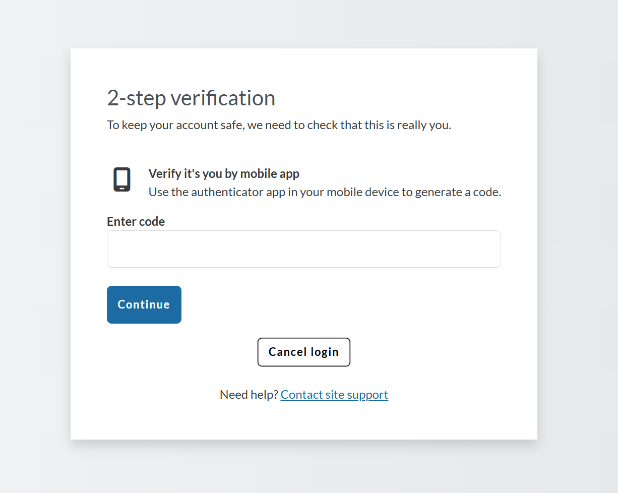 Erfolgreiche Authentifizierung bei Moodle nach login Anmeldename/Passwort. 2FA nun aktive