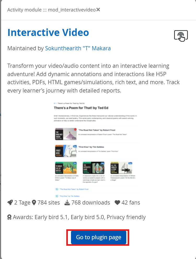 Zu Interactive Video Plugin H5P Moodle