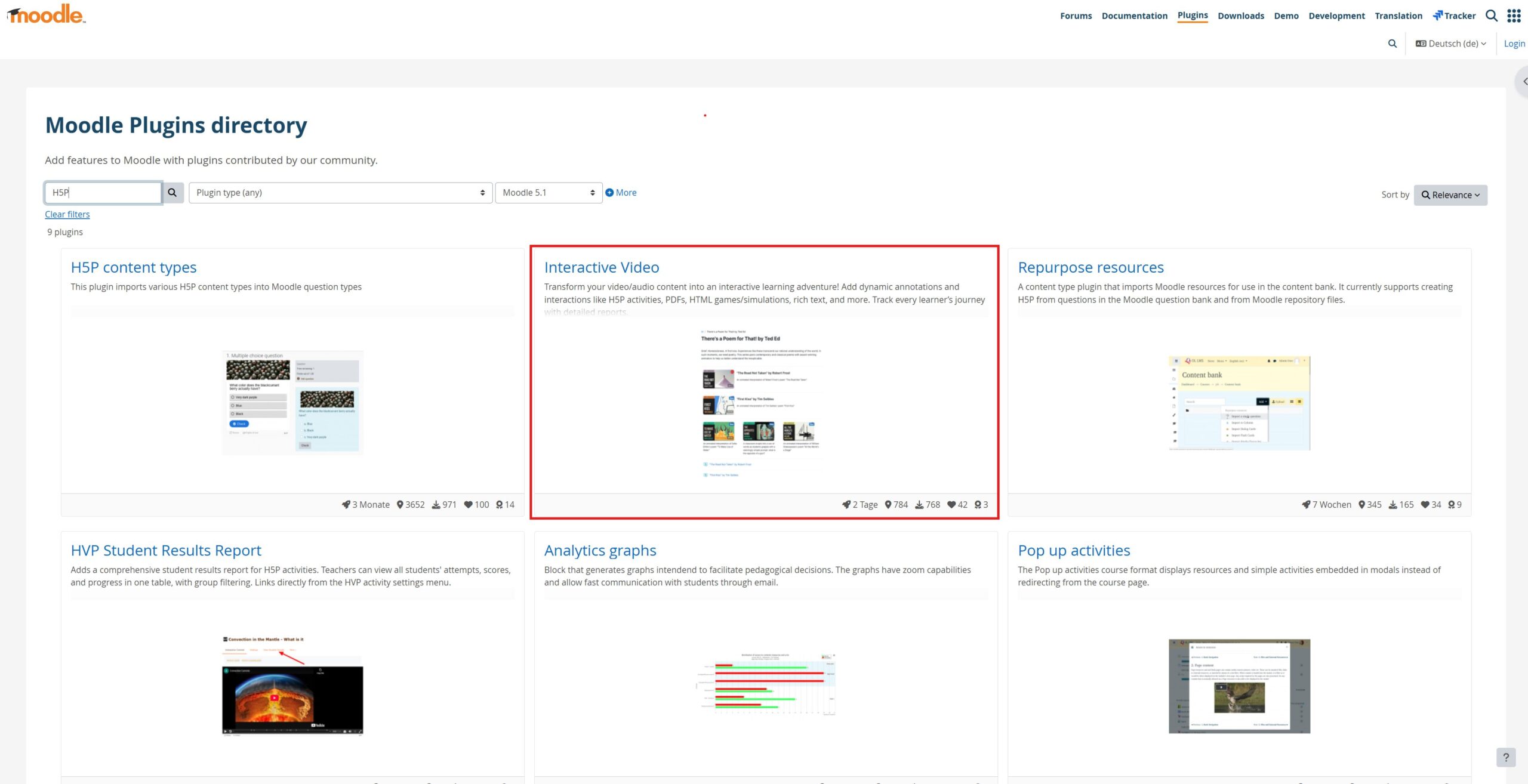 H5P Plugin Interactive Video in Moodle