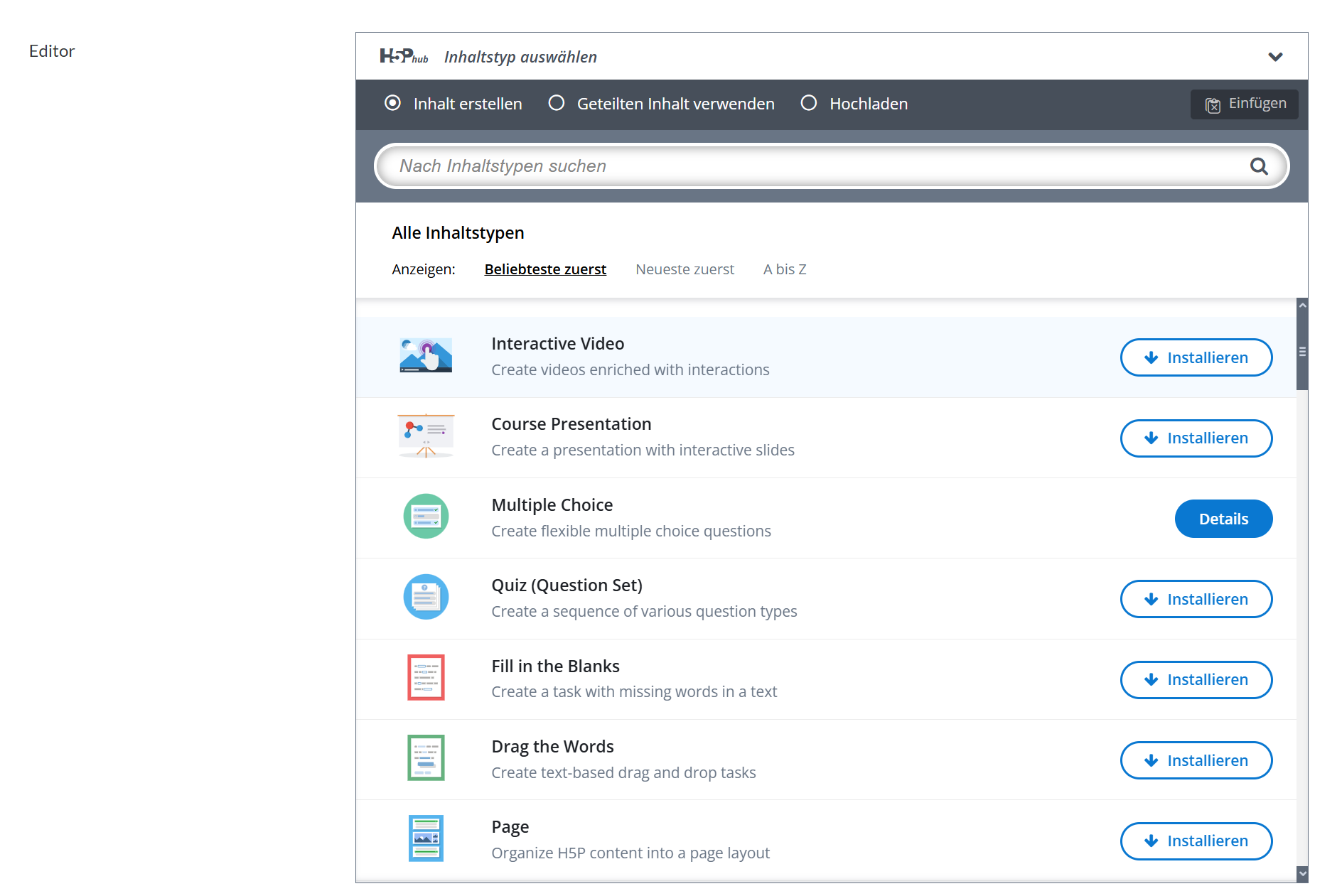 Fertig installiert Plugin Interactive Video H5P in Moodle