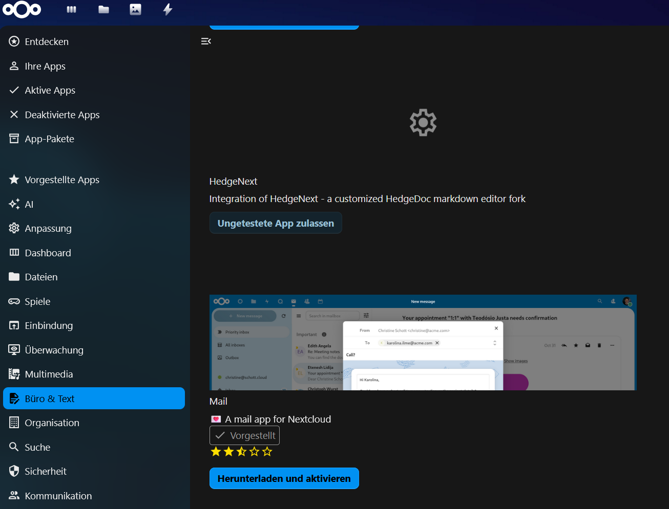 Mailcow Postfach in Nextcloud Mail einbinden - blog.admin-intelligence.de