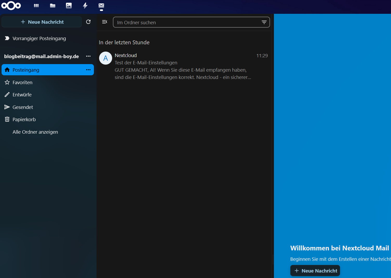 Mailcow Postfach in Nextcloud Mail einbinden - blog.admin-intelligence.de