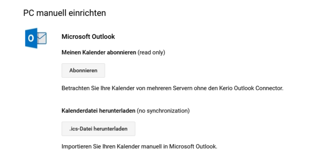 kerio kalender export outlook