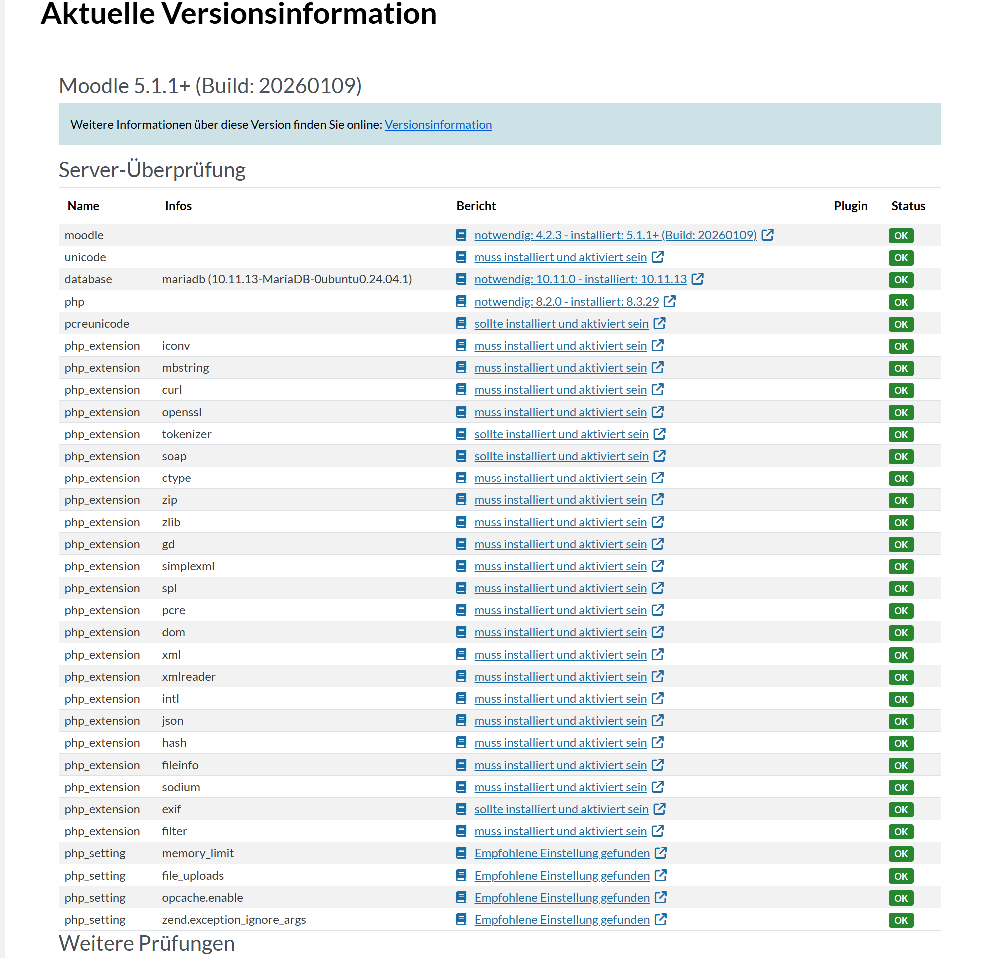 Moodle Versionsübersicht nach Interactive Video H5P Plugin