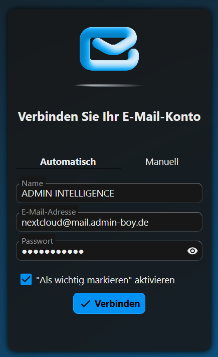 Nextcloud Mail automatische Konfiguration