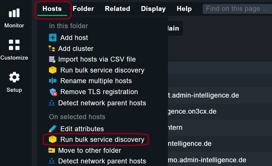 Bulk Service discovery in Chekcmk starten.