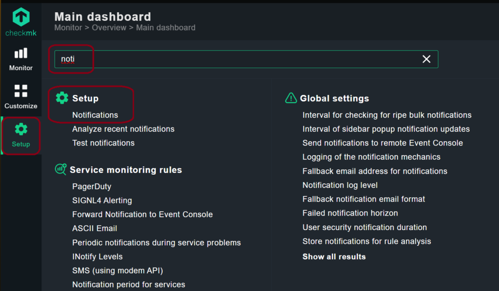 Checkmk Benachrichtigungen ausschalten.