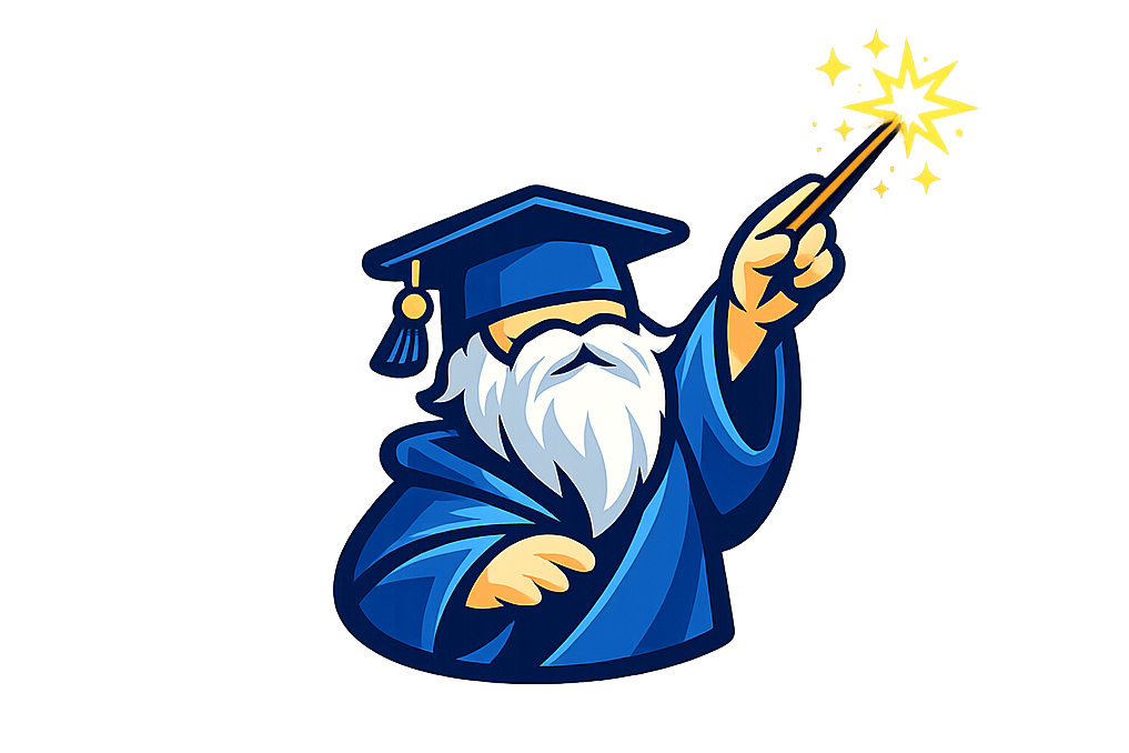 LMS-Wizard, Zauberer mit weißen Bart, Logo