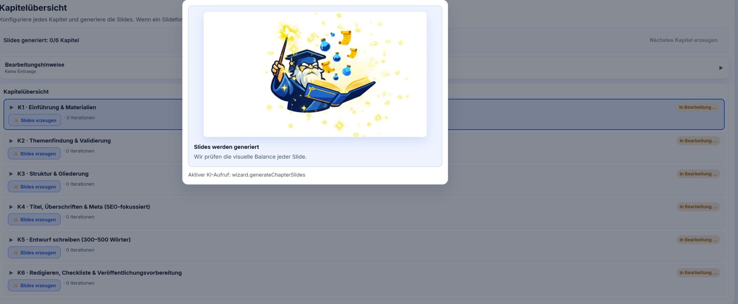 LMS-Wizard, Kurs-Slide Generierung