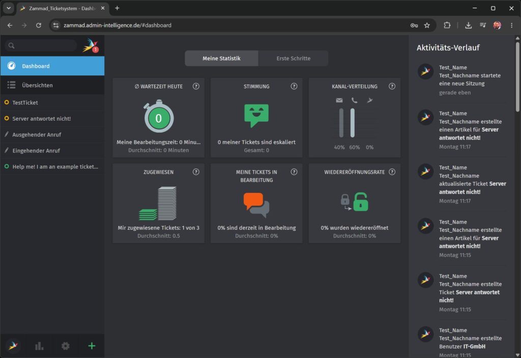 Dashboard Zammad