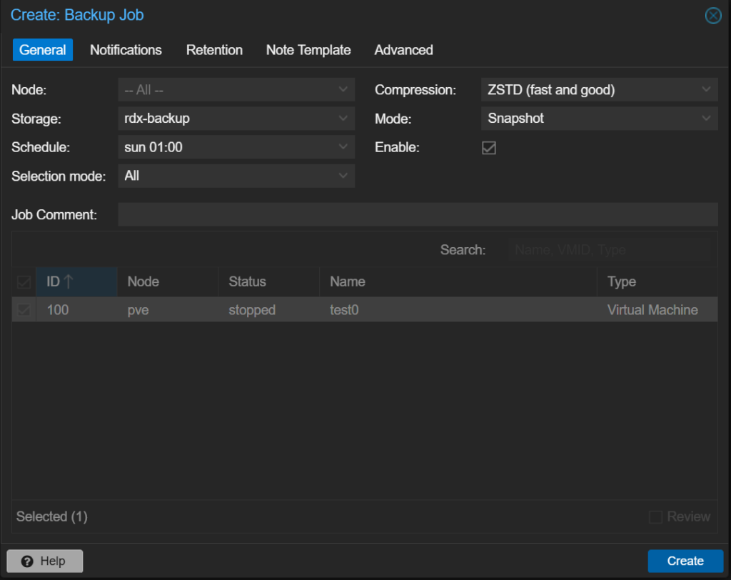 Backup-Job in Proxmox anlegen